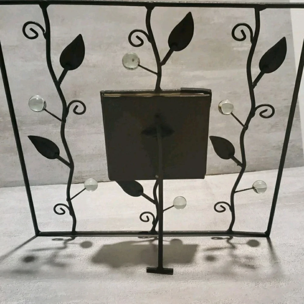 Pier 1 Imports Brown Metal Leaf Frame Clear Glass Accents 3
